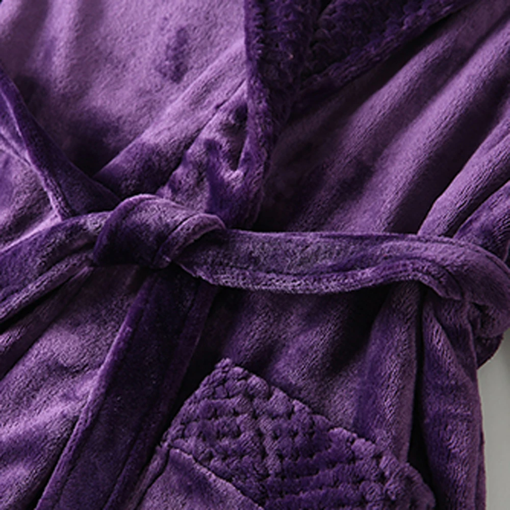 HEFLASHOR/осенний флисовый банный халат Свободные теплые зимние пояса одежда для сна