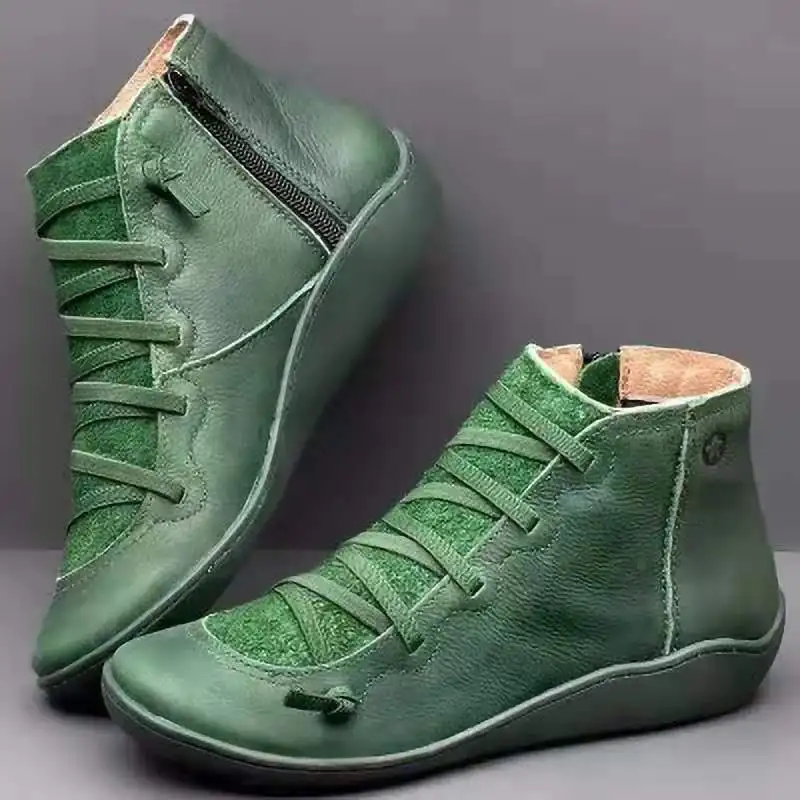 Женские ботинки 2019 г. зимние на плоской подошве со шнуровкой из мягкой кожи