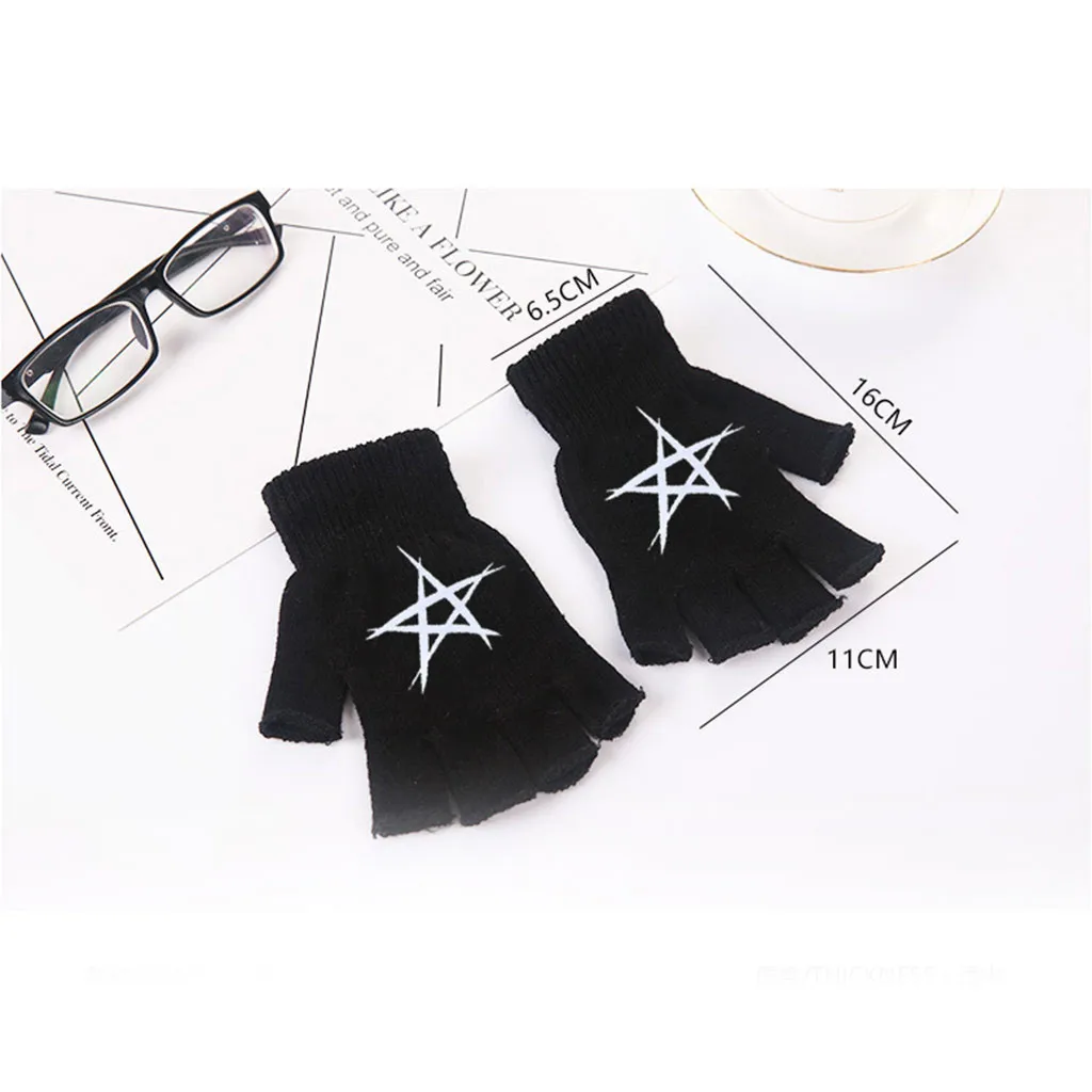 1 пара черные перчатки без пальцев искусственная шерсть трикотажные хлопковые на