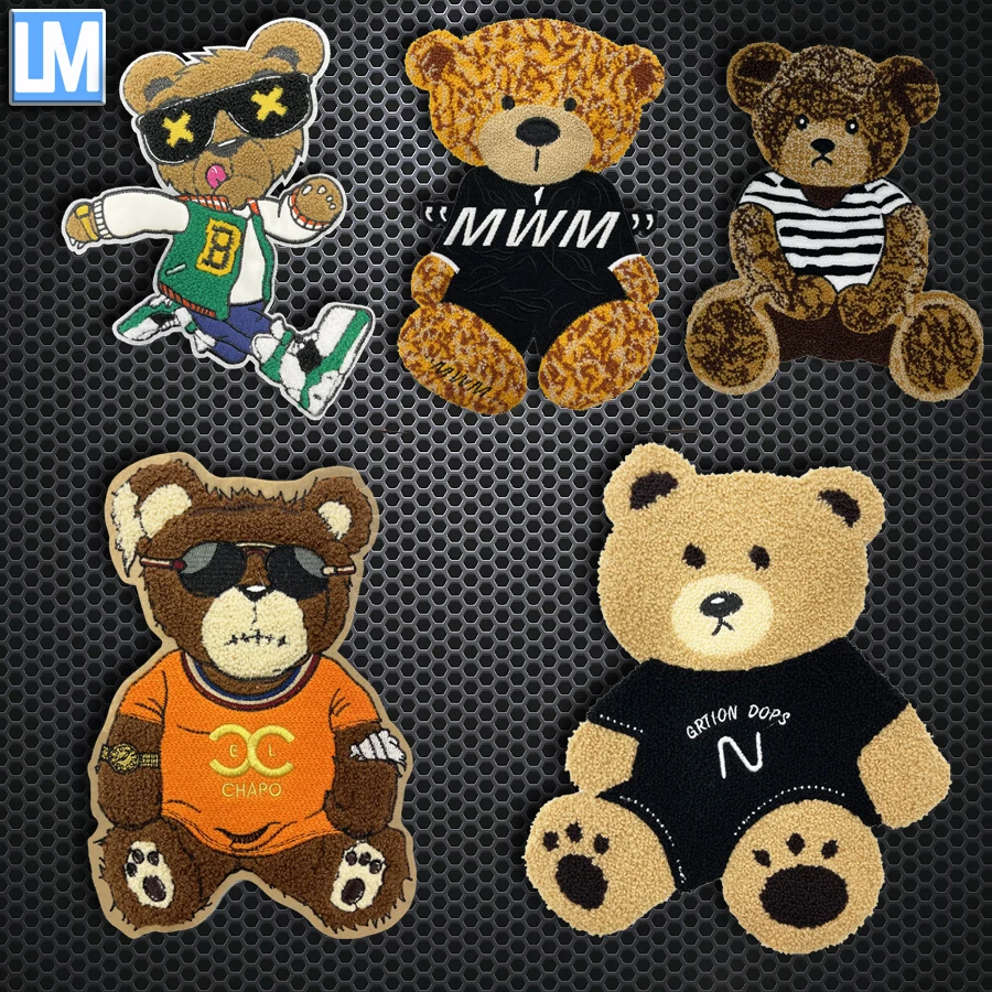 

Брендовая вышивка полотенец Tide, вышивка большого медведя, тканевые наклейки с животными, полосами, медведем, мультяшная одежда для компьюте...