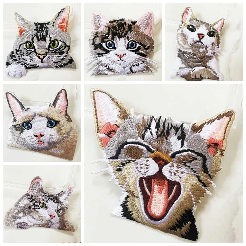 Патчи Prajna с мультяшным котом патчи вышивкой утюгом для одежды полосатые нашивки