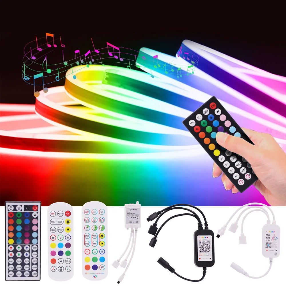 Гибкая неоновая Светодиодная лента RGB SMD5050 12 В, лампа с Bluetooth и Wi-Fi управлением, 72 светодиода/м, водонепроницаемая неоновая лента с диодами