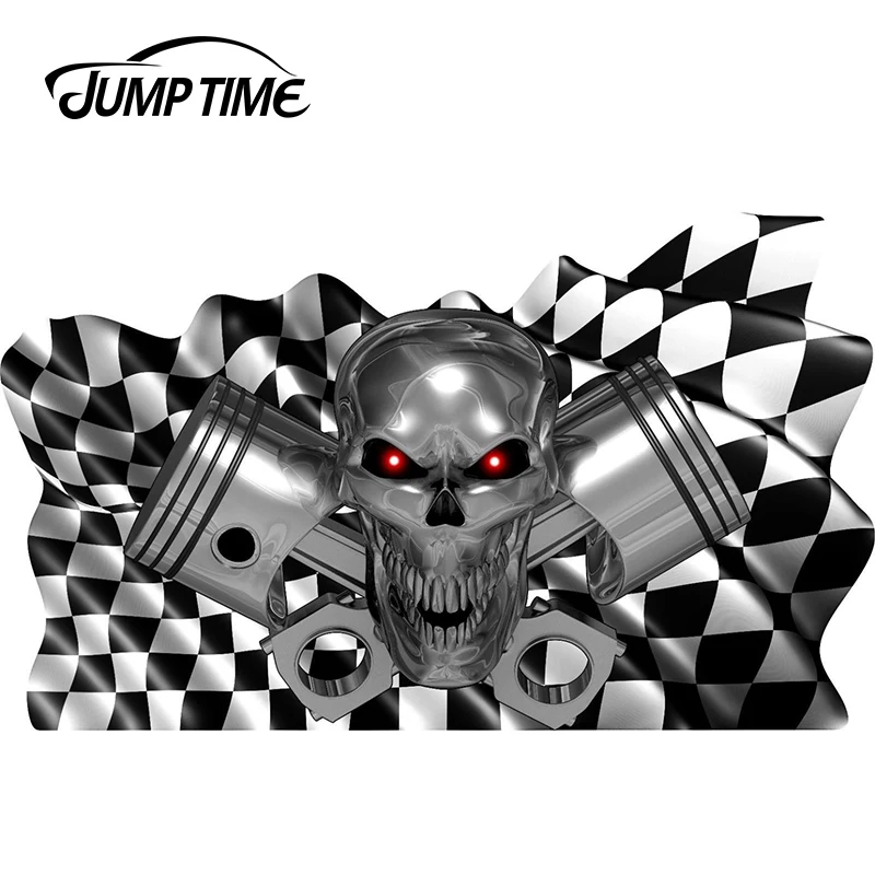 JumpTime 13 см X 7 Виниловые стикеры в клетку с изображением черепа поршня лодки
