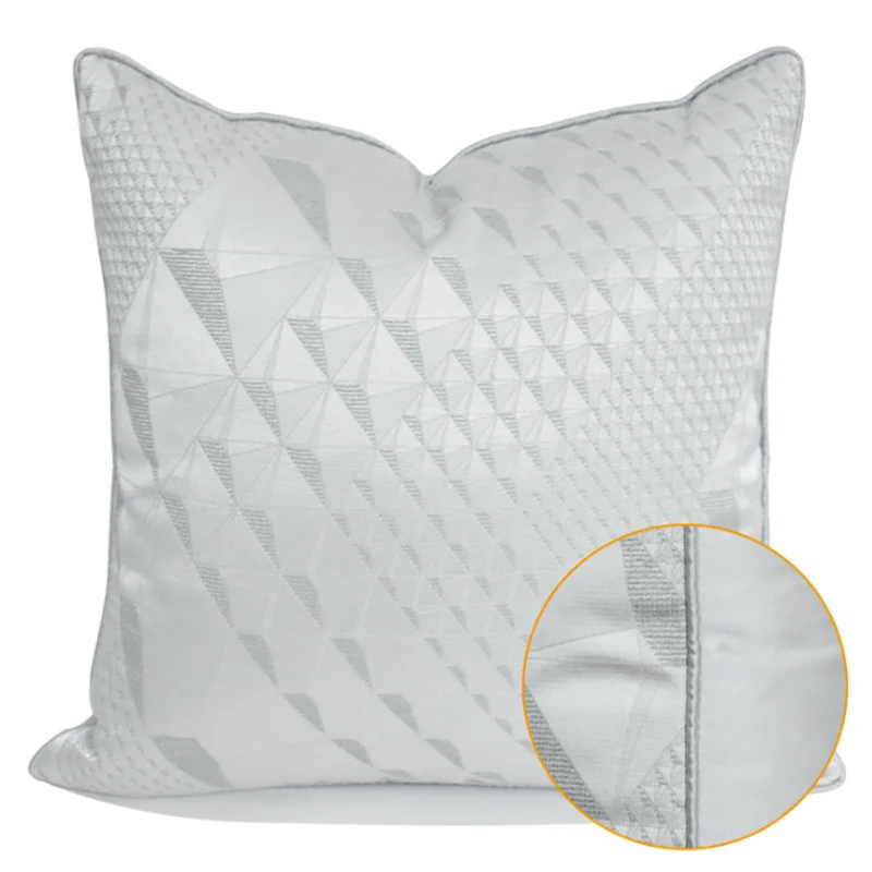 

High Precision Grey Geometric Decorative Pillows Home Sofa Designer Bedside Pillowcase New Chinese Style Jacquard Cushion Cover