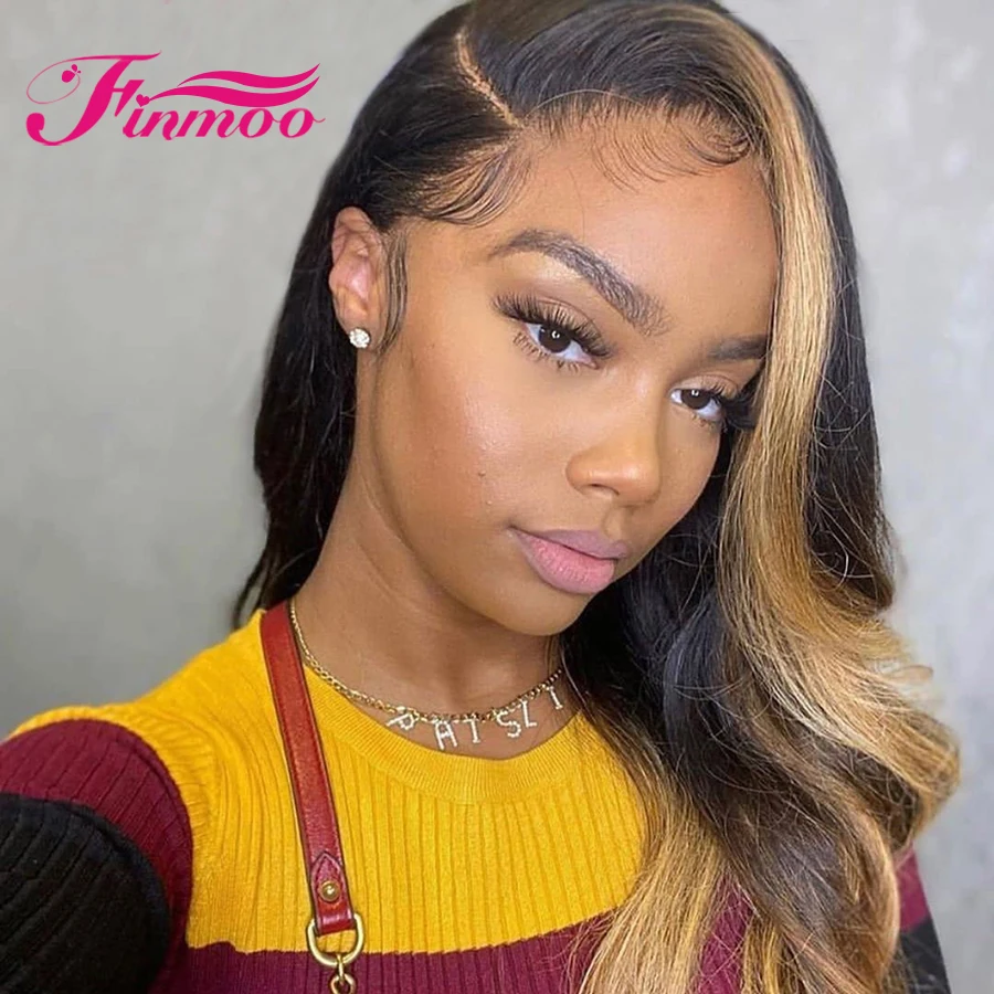 13x6 волнистые Мёд блондинка Синтетические волосы на кружеве парики человеческих