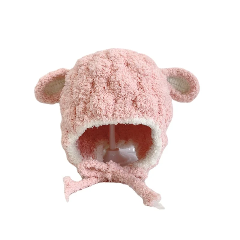 

Winter Cute Cartoon Baby Hat Knitted Thick Kids Girl Boy Beanie Cap Windproof Ear Lamb Cotton Infant Caps Toddler Bonnet Hat