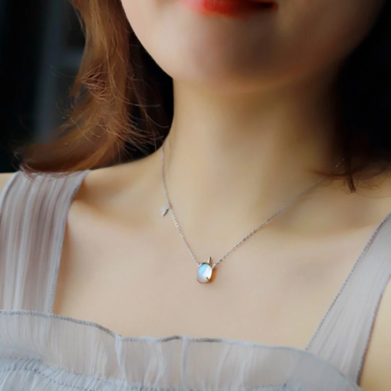 Ожерелье с подвеской в виде радужного единорога цепочка лунным камнем ожерелье