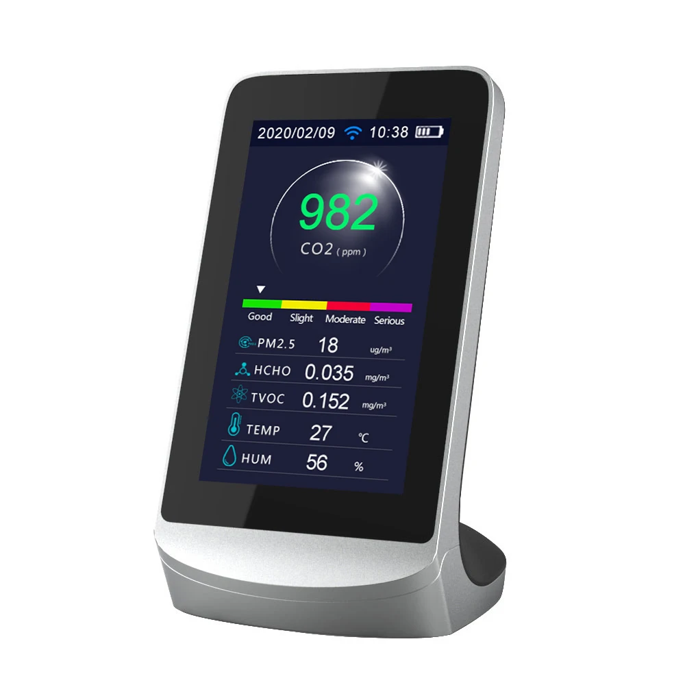 

WIFI Air Quality Detector CO2 Meter Infrared Carbon Dioxide CO2 Dust PM2.5 PM1.0 PM10 HCHO TVOC Detectors Compatible with Tuya
