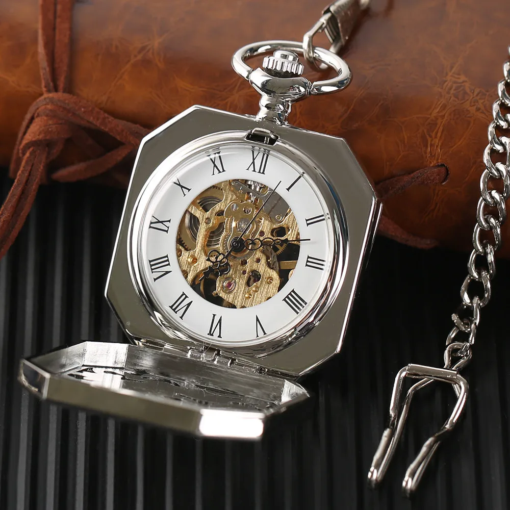 Steampunk Bronze Tigers Display Mechanical Hand Winding Pocket Watch Hollow Transparent Vintage Manual Mechanism Pocket Clock