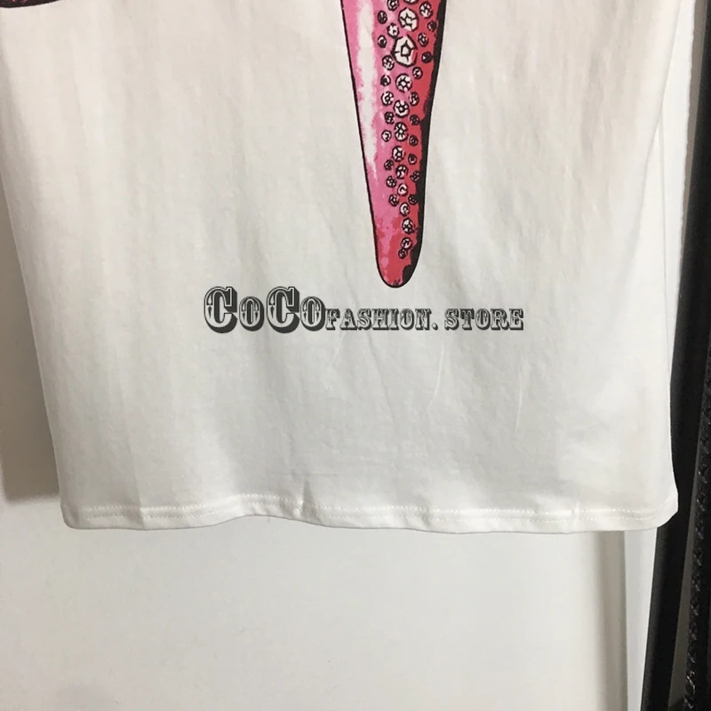 

Luxury designer 2021 summer short sleeved woman T-shirt round collar classic Starfish printing tops tshirts Pink and white S-L