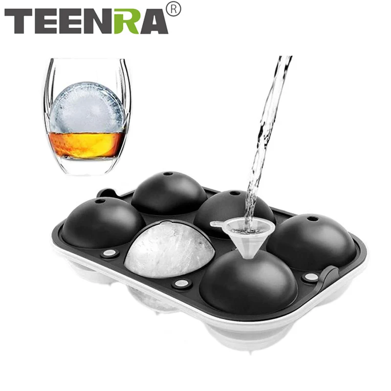 Круглый поднос для льда TEENRA с 6 отверстиями большая силиконовая Сфера форма