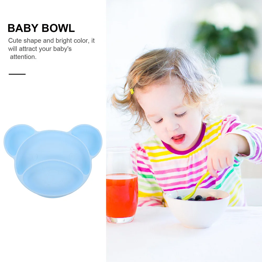 

Baby Cartoon Sucker Bowl Toddles Silicone Bear Tableware for Complementary Food