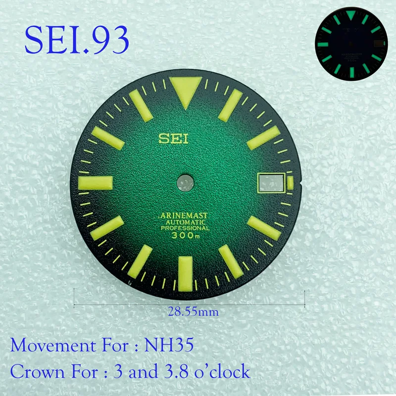 

Новинка, модифицированные часы NH35, часы со светящимся циферблатом C3, циферблат SKX007, маленький миллиметр, 28,5 мм, Abalone NH35, универсальные, SEI.93