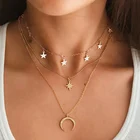 Женское винтажное ожерелье FNIO, с кулоном в виде монеты, многослойное ожерелье-чокер звезды, золотистого цвета луна, рога полумесяца, 2020
