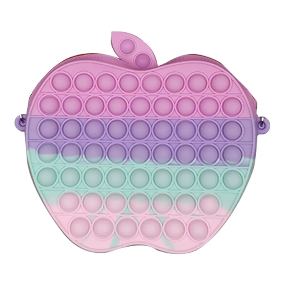 

Силиконовый кошелек для монет в форме яблока, пузырчатая игрушка для аутизма, сумка для хранения для снятия стресса, подарки для взрослых и ...