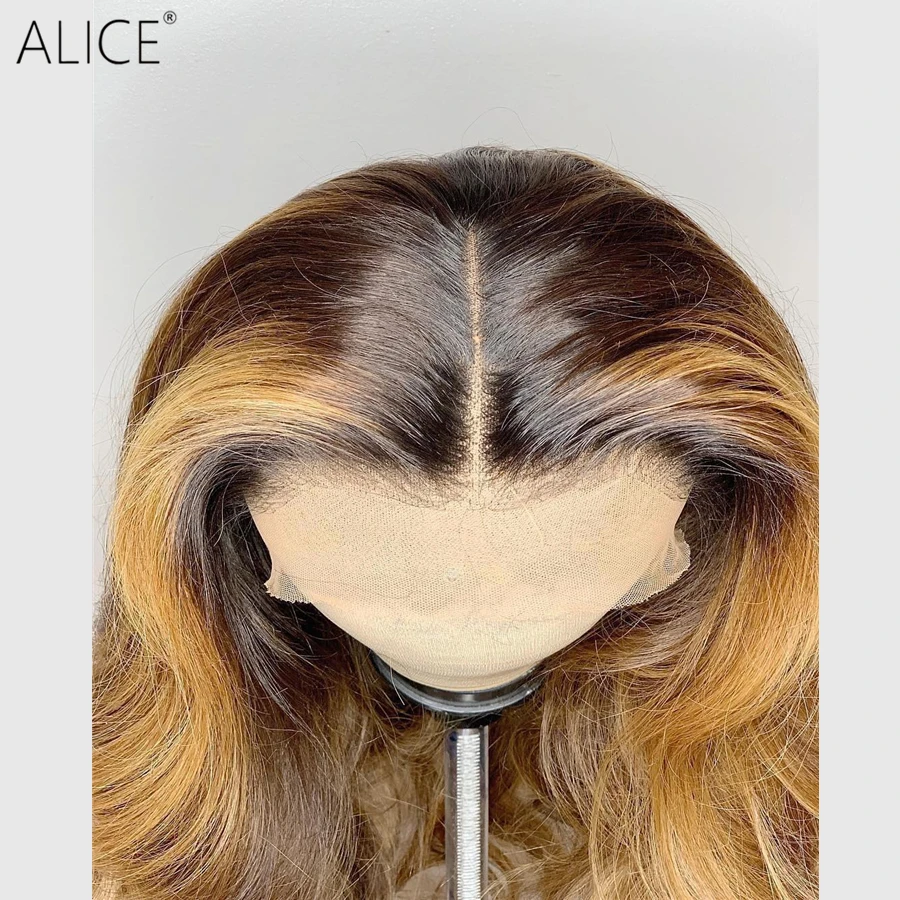 ALICE Ombre волна 13 × 4 T-part кружевные передние человеческие волосы парики кожа головы