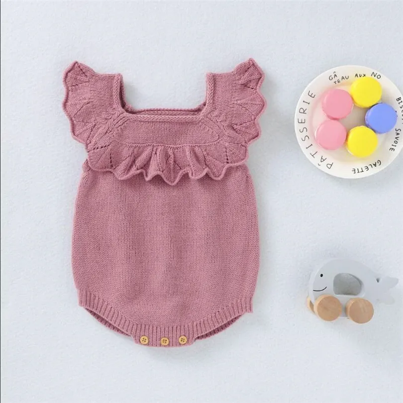 Вязаная одежда для малышей Осенний комбинезон новорожденных Комбинезон с