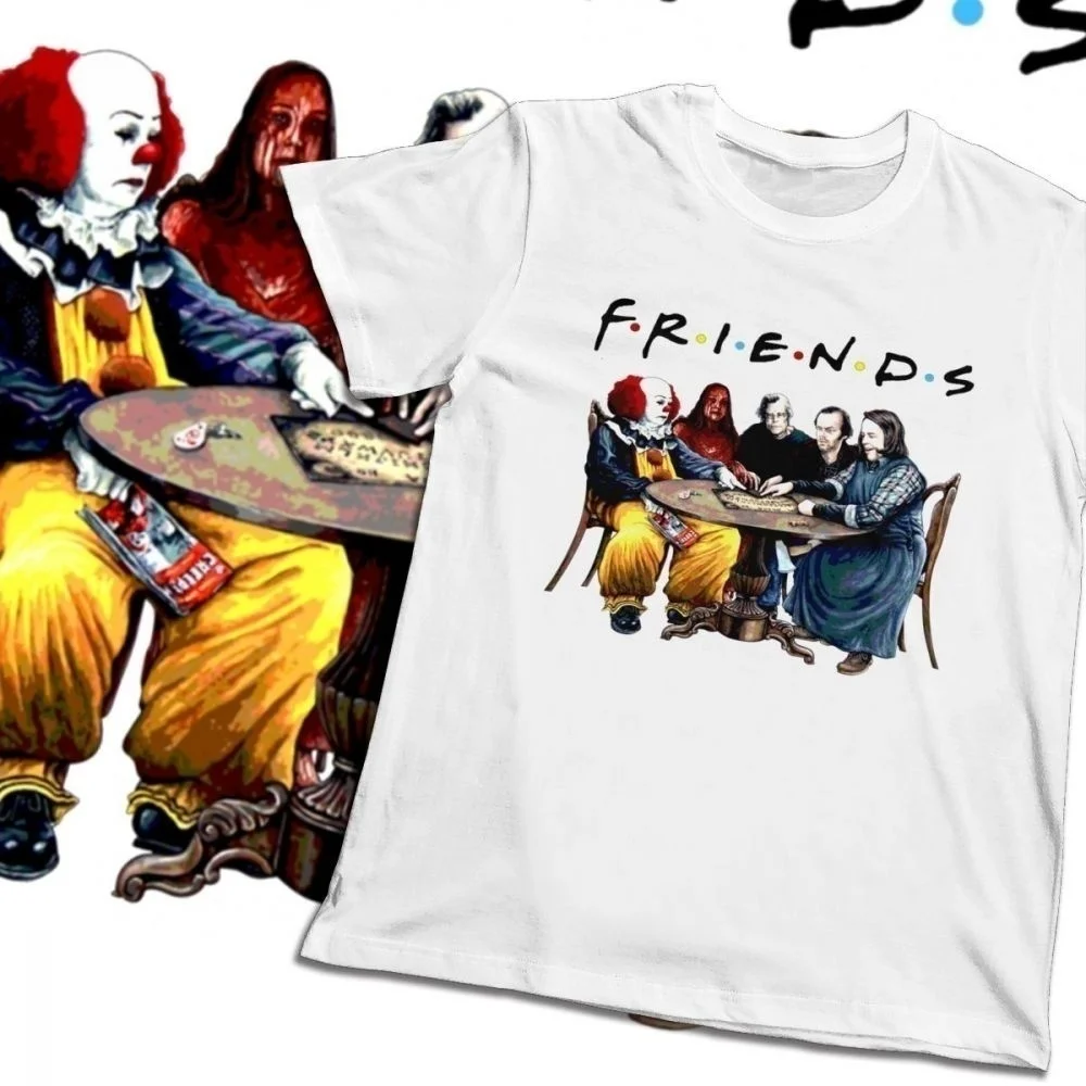 Kuakuayu HJN Best Stephen King Horror characts Friends футболка с героями ужасов модная Хэллоуин рубашка Лоферы Клубная винтажная рубашка