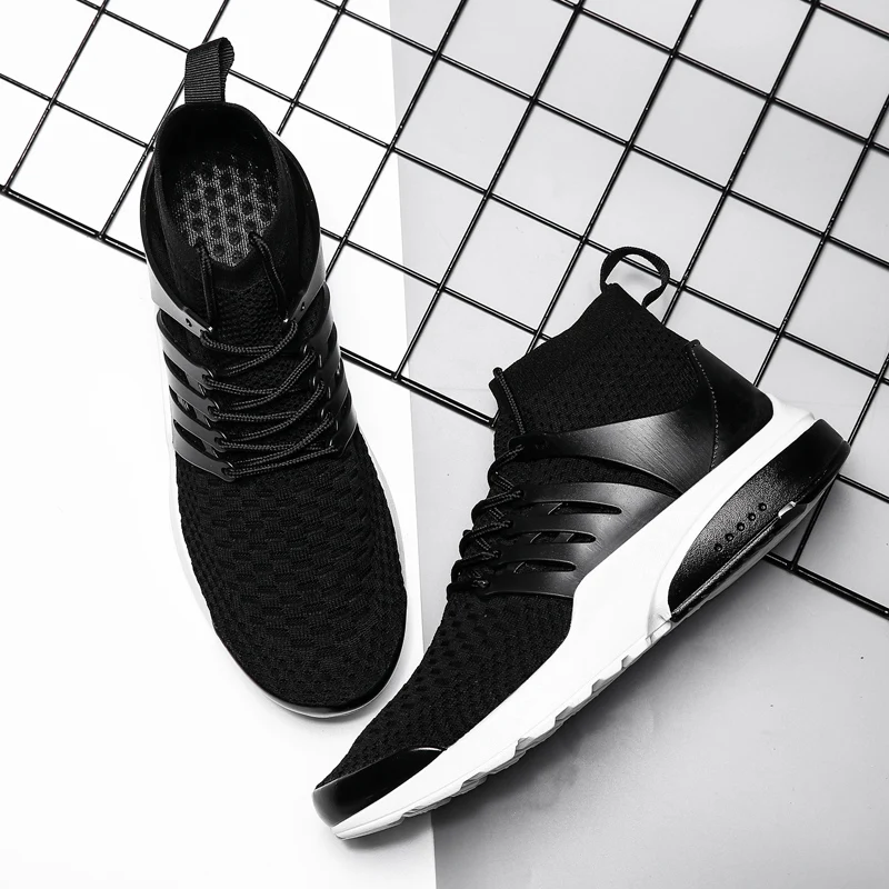 Мужские высокие кроссовки сетчатая повседневная обувь дышащие для тенниса