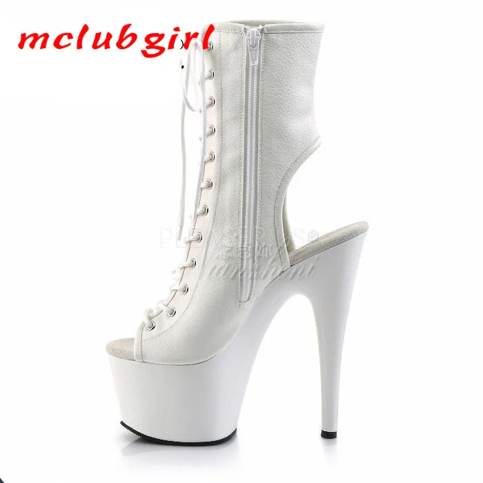 Mclubgirl/женские пикантные ботинки на платформе с кружевом в британском стиле