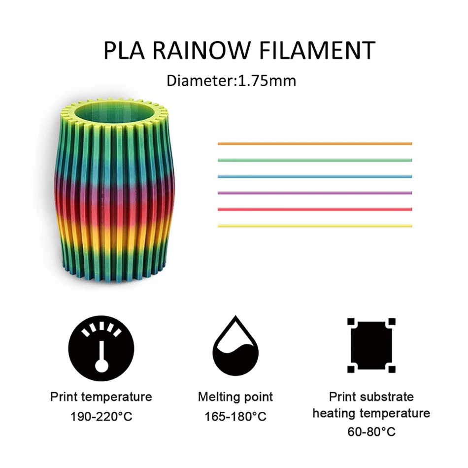 Enotepad Global Rainbow PLA Filament Colorful 3D Printing Flexible Filament Material For 3D Printer Free Shipping New Arrival
