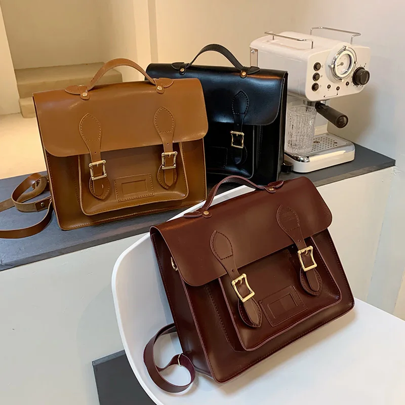 

2021 New Brand Retro Hasp Back Pack Bag PU Leather Backpack Women School Bag For Teenagers Girls Designer Luxury Small Backpacks