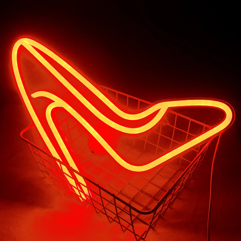 Wanxing High Heel Shoes Neon Sign Led Light Wall Hanging Lamp Art Decor For Home Xmas Party Holiday Room Night Lamps USB Power