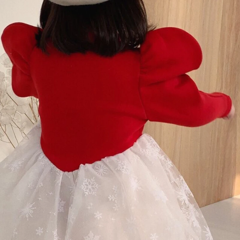 

Children'S Velvet Dress Korean Version Children'S Christmas Dress Girl'S Snowflake Velvet Princess Dress Girl'S New Year Clothes