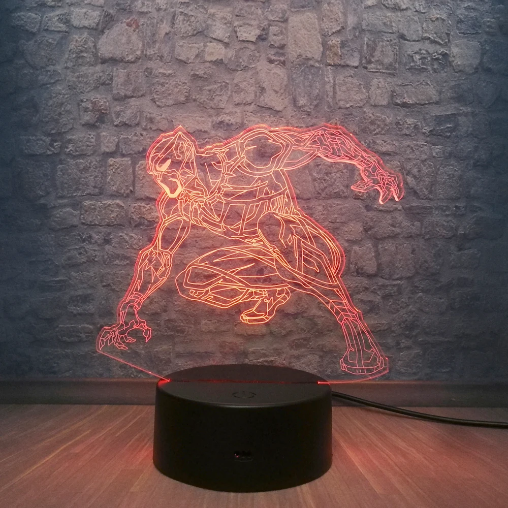 Мстители 3D лампа USB ночник RGB Черная пантера герой комиксов 7 цветов Настольная лампа Праздничная Вечеринка настроение Лава детская игрушка подарок