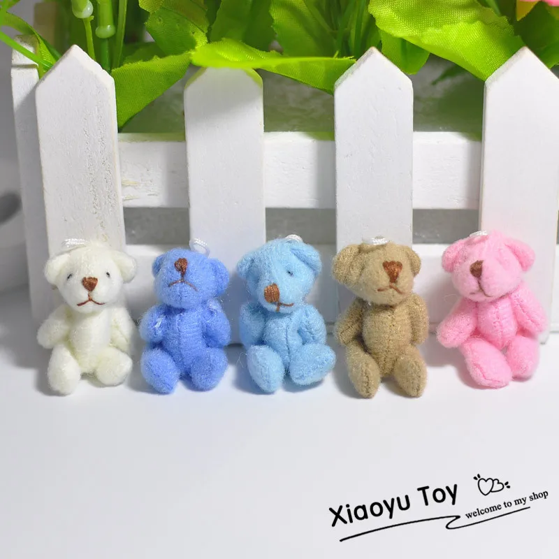 50pc/lot Kawaii Mini Keychain 4cm Joint Bowtie Teddy Bear Plush Kids Toys Stuffed Dolls Key chains Wedding Gift For Children | Игрушки и