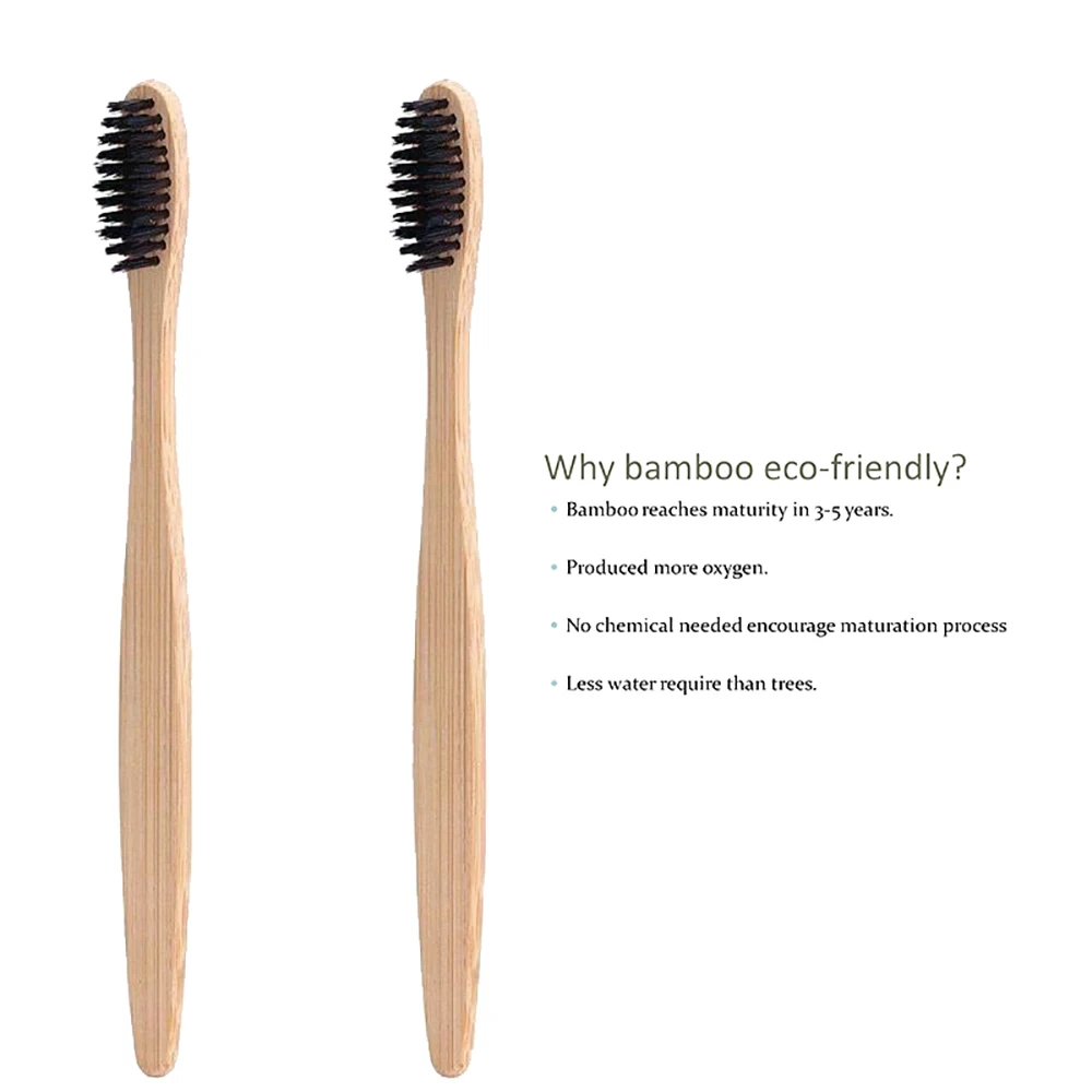 

10pcs Natural Pure Bamboo Toothbrush Portable Eco Friendly Soft Hair Tooth Brush Oral Cleaning Care Tools