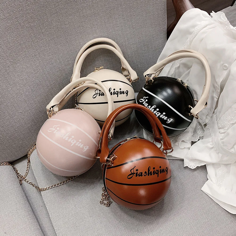 

Round Basketball Women Crossbody Bags Fashion Ladies PU Leather Shoulder Messenger Bag Female Chain Purse Handbags