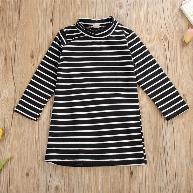 Одежда для маленьких девочек Пуловер в полоску Топы с длинными рукавами