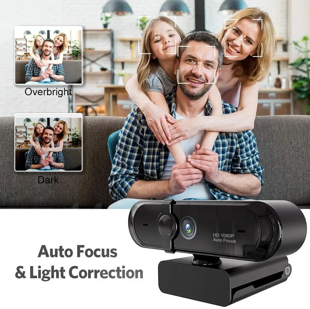 Веб камера 1080P HD веб с автофокусом для компьютера Cam Встроенный микрофон