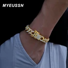 Новый хип-хоп золотой цвет Майами кубинский браслет-цепочка для мужчин цепочка Стразы 13 мм кубинские звенья цепочка для мужчин и женщин браслет-цепочка ПОДАРОК