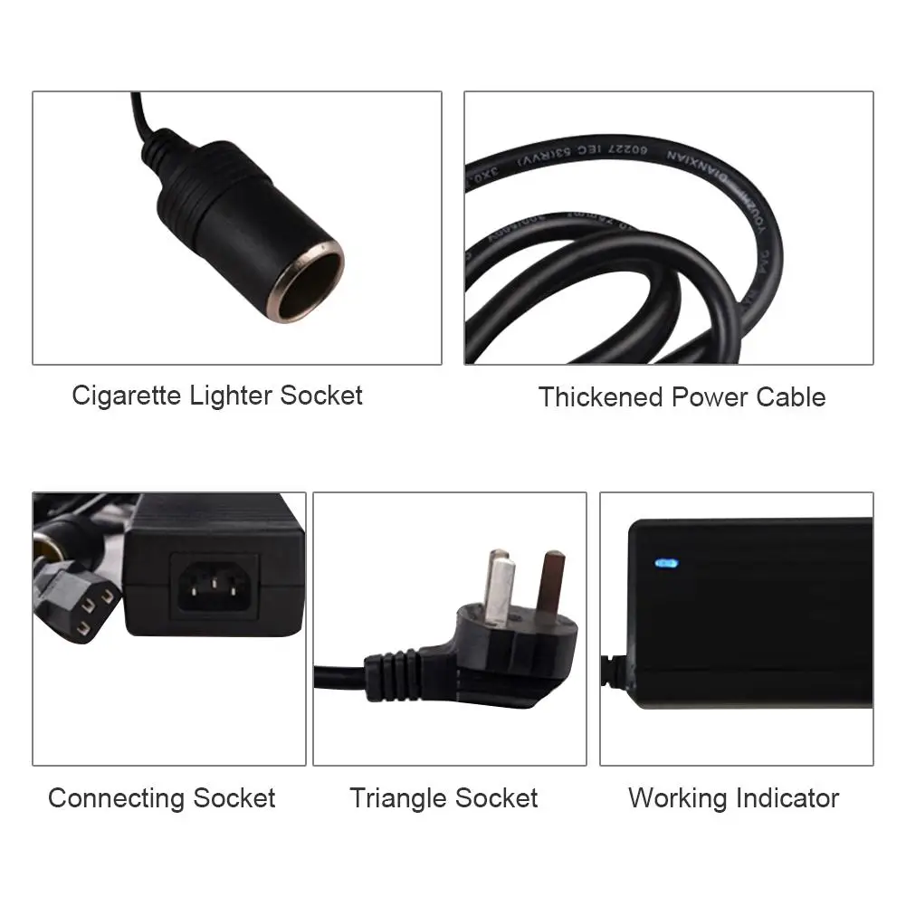 Home Power Converter 220V Input 12V Output Car Cigarette Lighter Socket Vacuum Cleaner Refrigerator Adapter | Автомобили и