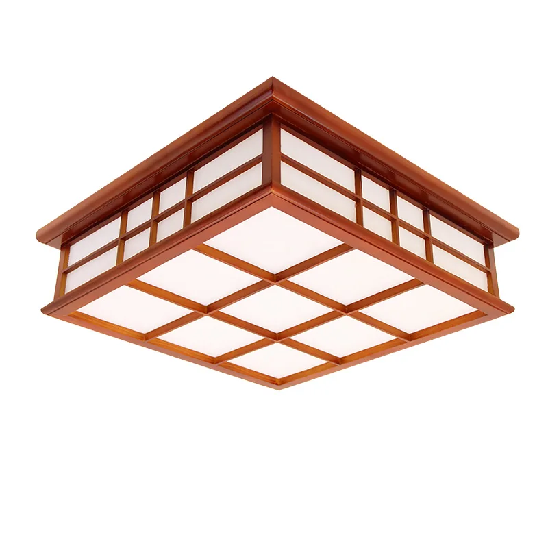 

45x45cm Contemporary Wood Ceiling Light Square Lamp Asian Japanese/Chinese Style LED Light For Hotel Room, Cafe, Bar Restaurant