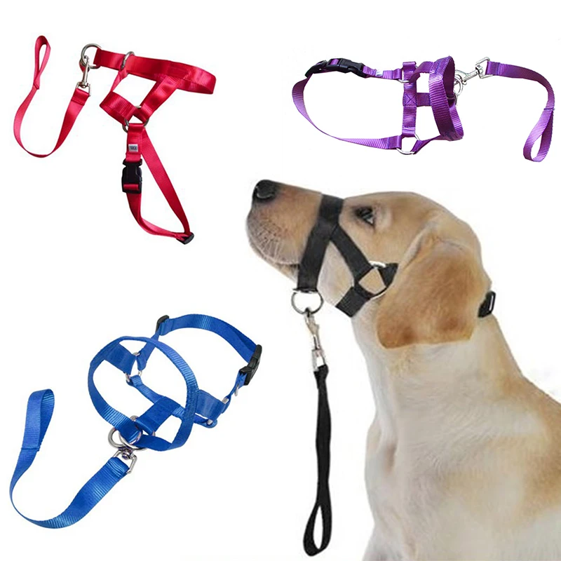 

New Strong Durable Pet Muzzle Halter Bite-proof Training Head Collar Gentle Leader Harness Nylon Adjustable Safe Pet Accessory