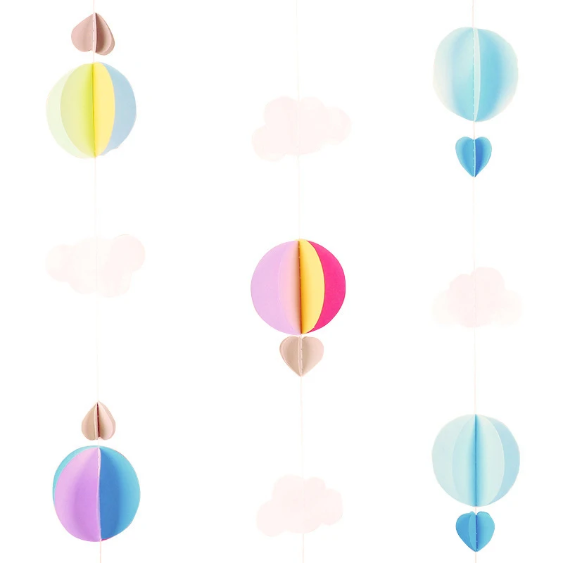 3D воздушный шар облако Бумажная гирлянда с цветами баннер на свадьбу день