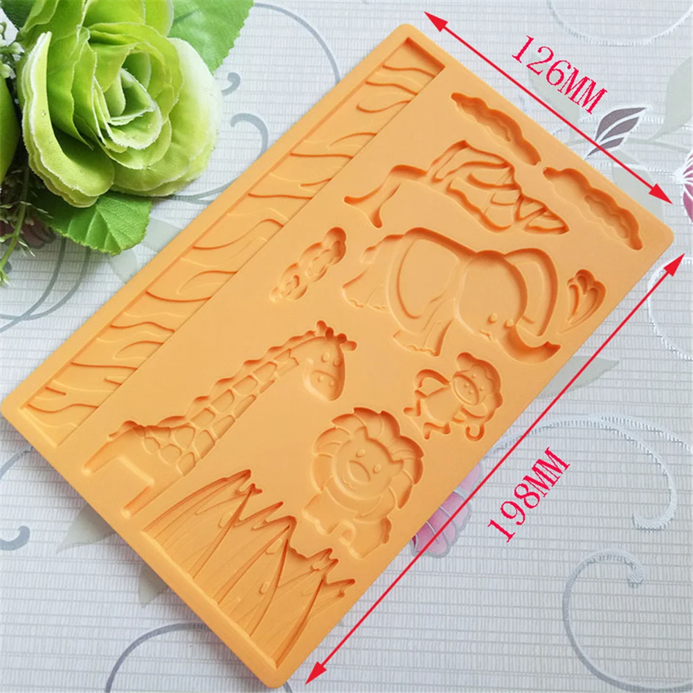 Zoo животное джунгли мир Лев трава обезьяна силиконовая форма торт кружевное