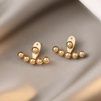 2021 new korean fashion neo gothic back hanging golden bean earrings for women design sense jewelry party girl unusual earrings