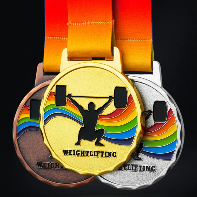 

High quality!Weightlifting Medal School Track and Field Games Sports Competition Medal,Free shipping