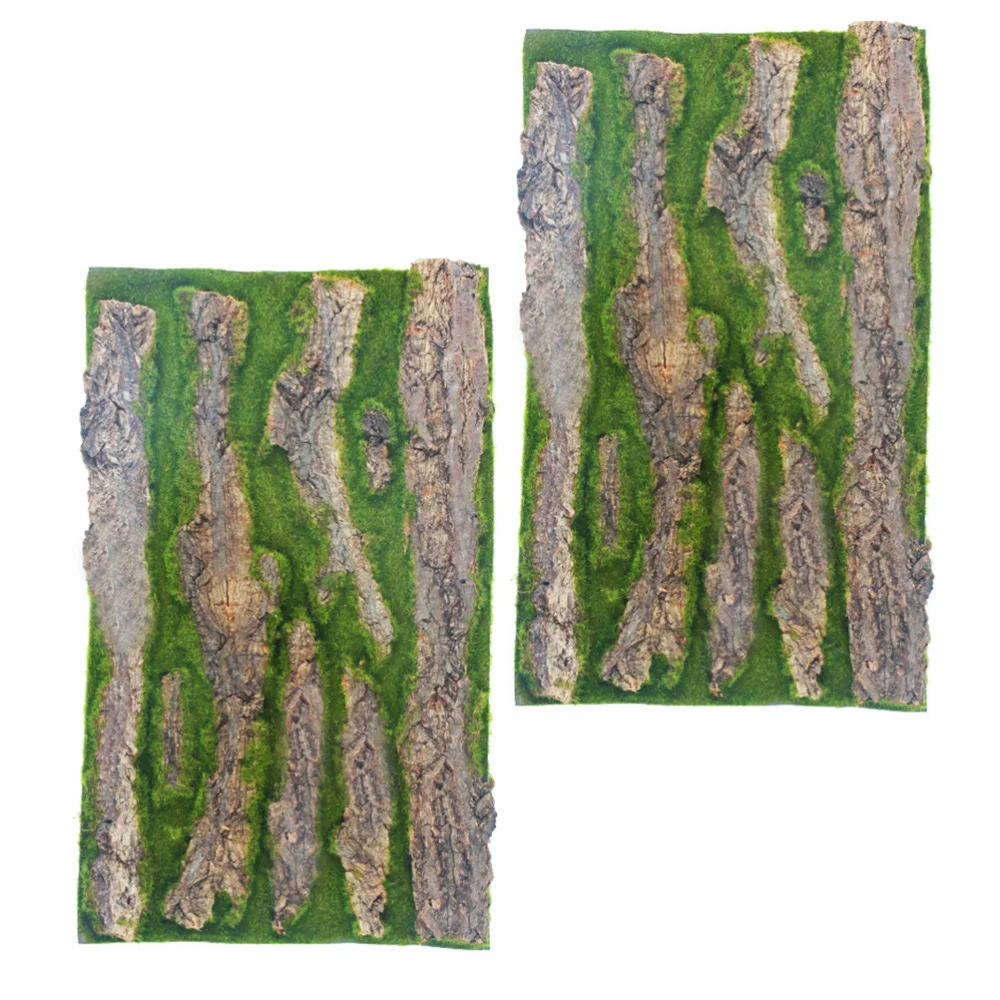 

2Pcs Emulated Bark Board Reptile Box Decorative Board Fish Tank Background Board