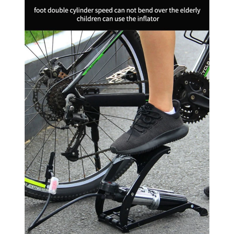 

Double-Tube Bicycle Pump, Portable Air Pump 140PSI Precision Pressure Gauge for Bicycles Balls Scooters Cars Toys