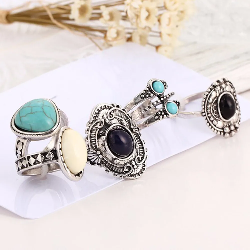 Винтажные кольца для девочек 2020 5 шт./компл. женские каменные набор колец в стиле