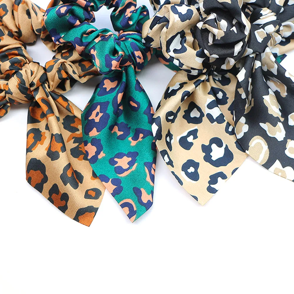 

New Leopard Scrunchie For Women Elastic Hair Bands Hair Ties Girls Hair Rubber Bands Bow Headband Ponytail Hair Accessories