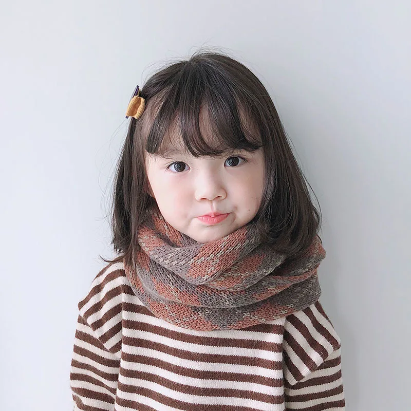 Children's Scarf Winter Baby Vintage Plaid Wool Boys Girls Warm Knitted Length 130cm | Детская одежда и обувь