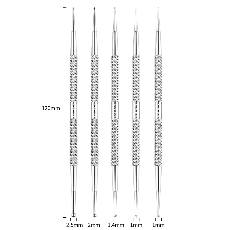 

5PCS Nail Art Dotting Pen Dual End Stainless Steel Design Painting Picking Dot Rhinestones Crystal Gems Acrylic Manicure Tools