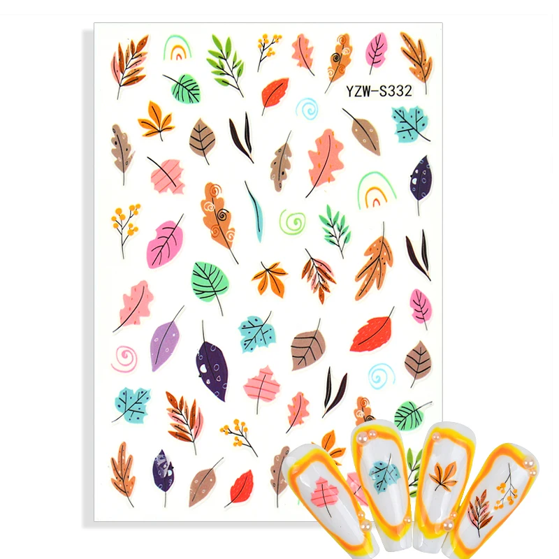 

3D наклейки для ногтей, слайдеры, дизайн, Мультяшные Акварельные Цветы, медведь, фотоэлемент для ногтей, аксессуары для маникюра