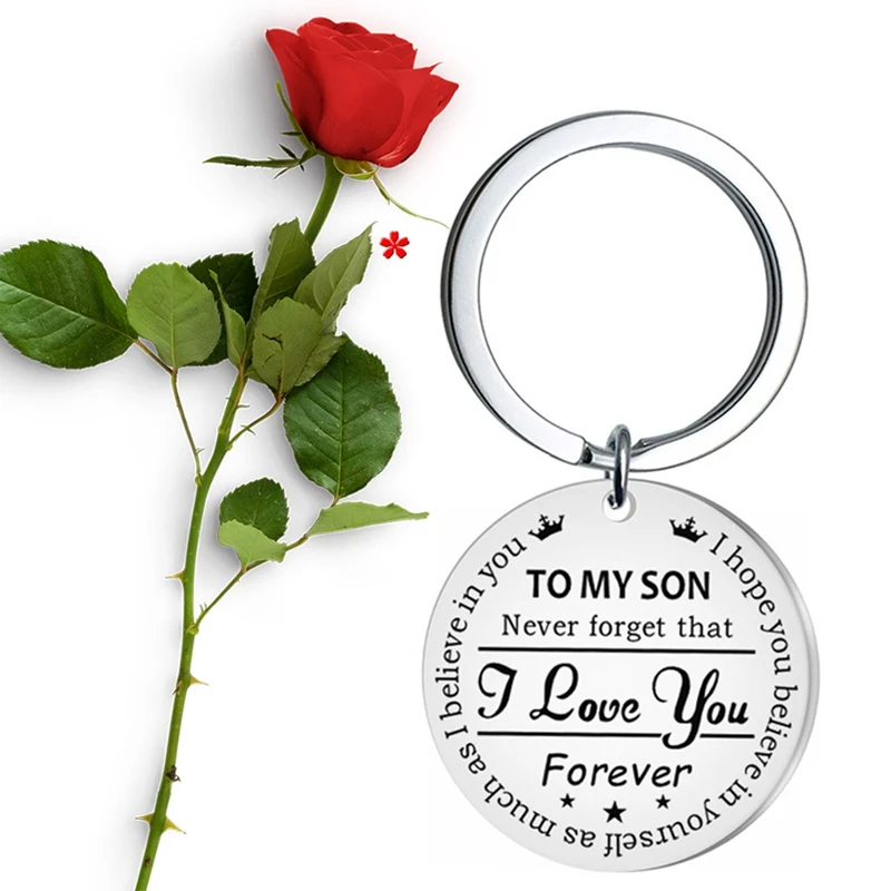 Trendy Stainless Steel Keychain Engraved To My Son Daughter Mom Keyring Key Chains Charm Love Pendant Jewelry Gift | Украшения и